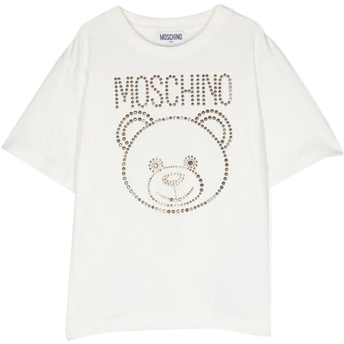 Υφασμάτινα Κορίτσι T-shirt με κοντά μανίκια Moschino HBM060LBA10 Άσπρο