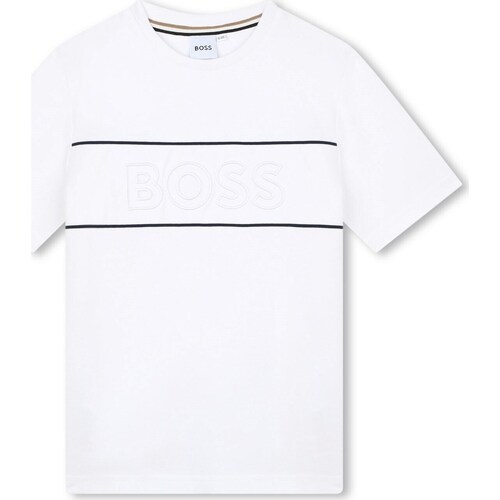 Υφασμάτινα Αγόρι Μπλουζάκια με μακριά μανίκια BOSS J50727 Άσπρο