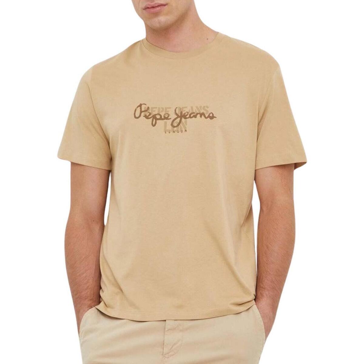 Υφασμάτινα Άνδρας T-shirt με κοντά μανίκια Pepe jeans  Beige