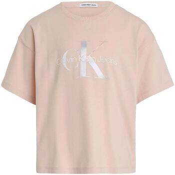 Υφασμάτινα Κορίτσι T-shirt με κοντά μανίκια Calvin Klein Jeans  Ροζ