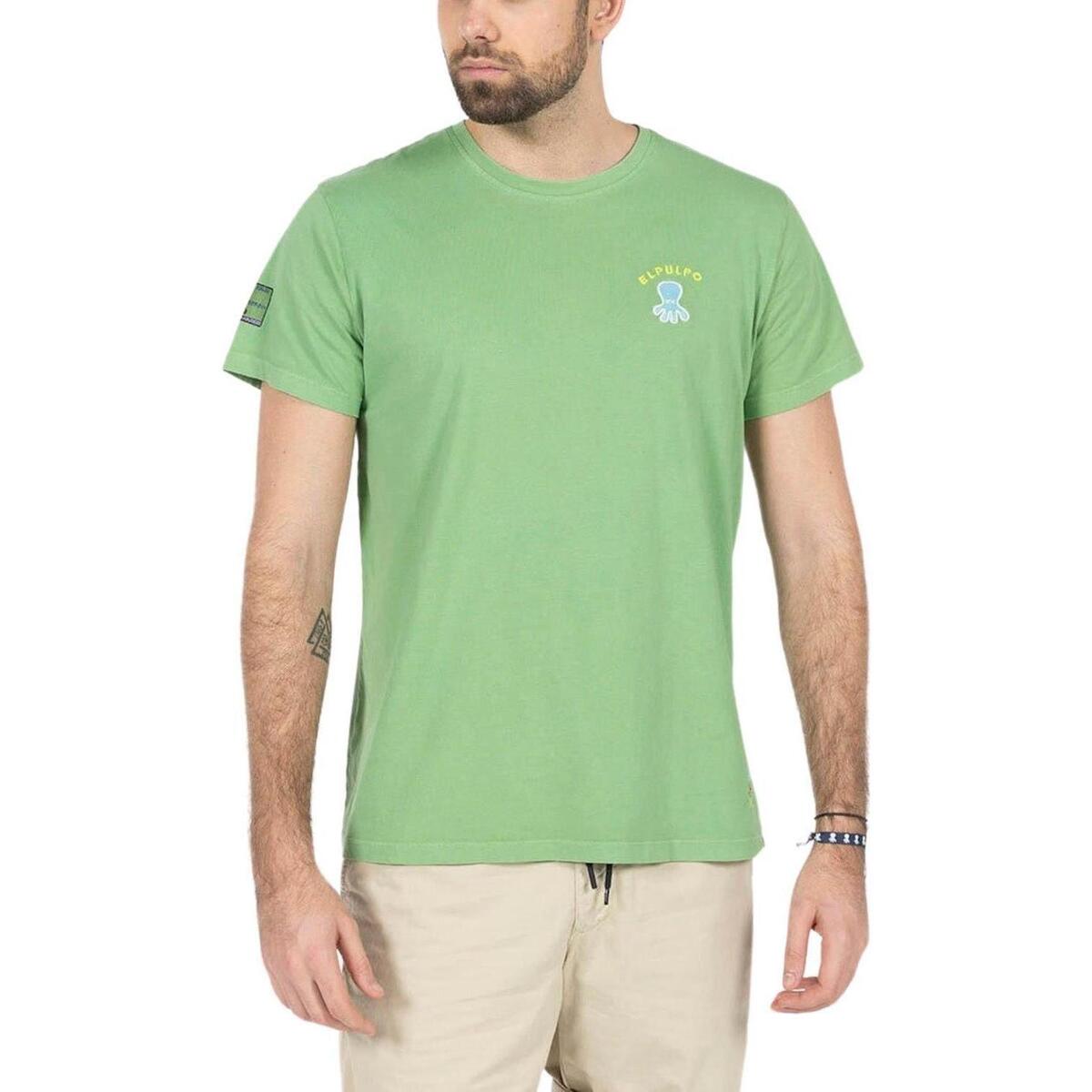 Υφασμάτινα T-shirt με κοντά μανίκια Elpulpo  Green