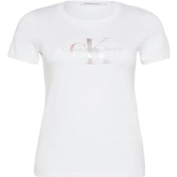 Υφασμάτινα Γυναίκα T-shirt με κοντά μανίκια Calvin Klein Jeans  Άσπρο