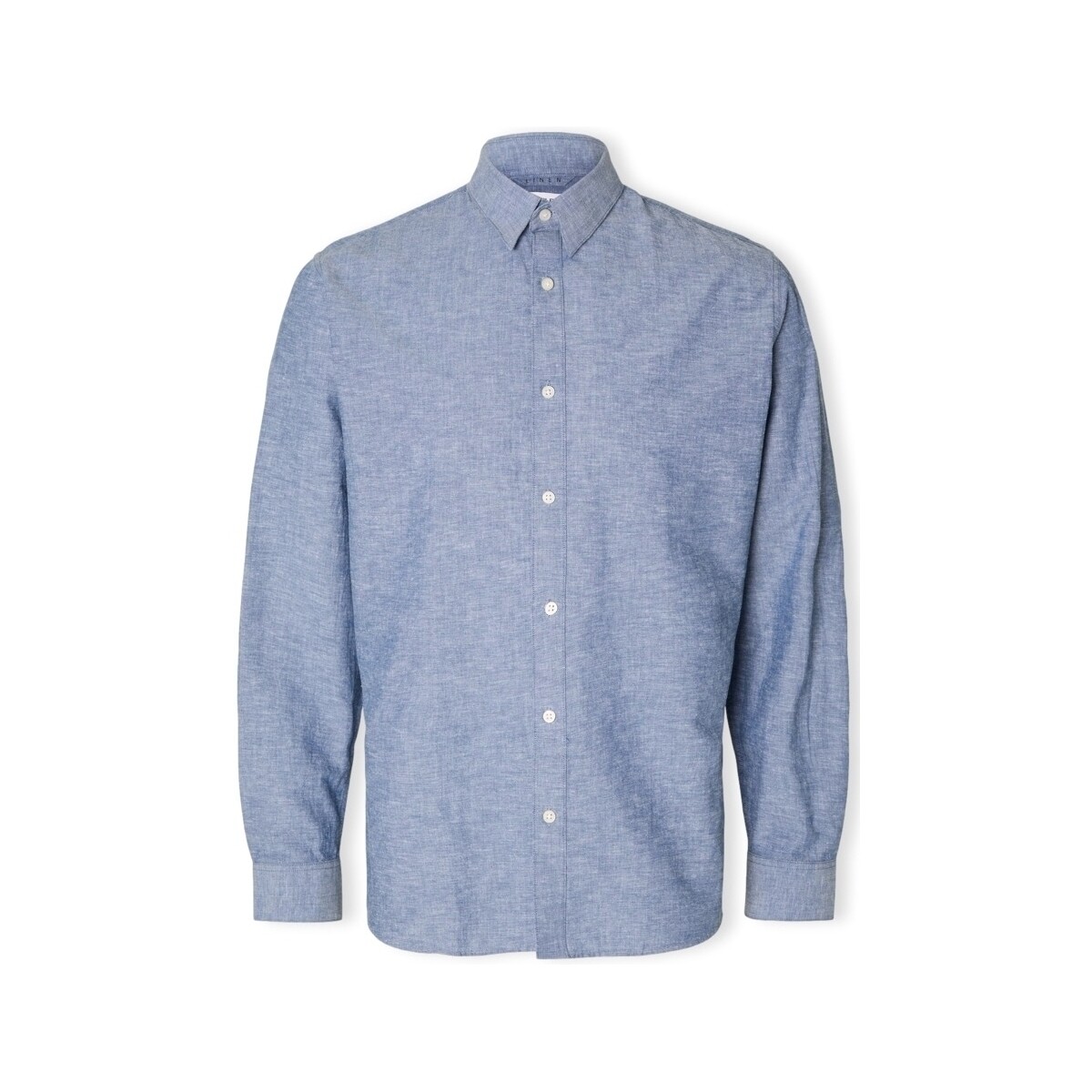 Υφασμάτινα Άνδρας Πουκάμισα με μακριά μανίκια Selected Noos Slimnew-linen Shirt L/S - Medium Blue Denim Μπλέ