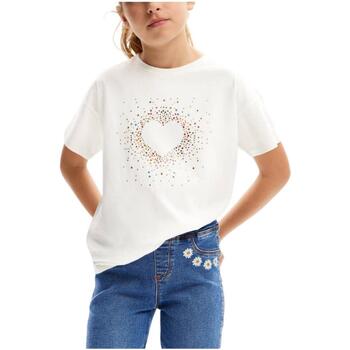Υφασμάτινα Κορίτσι T-shirt με κοντά μανίκια Desigual  Άσπρο