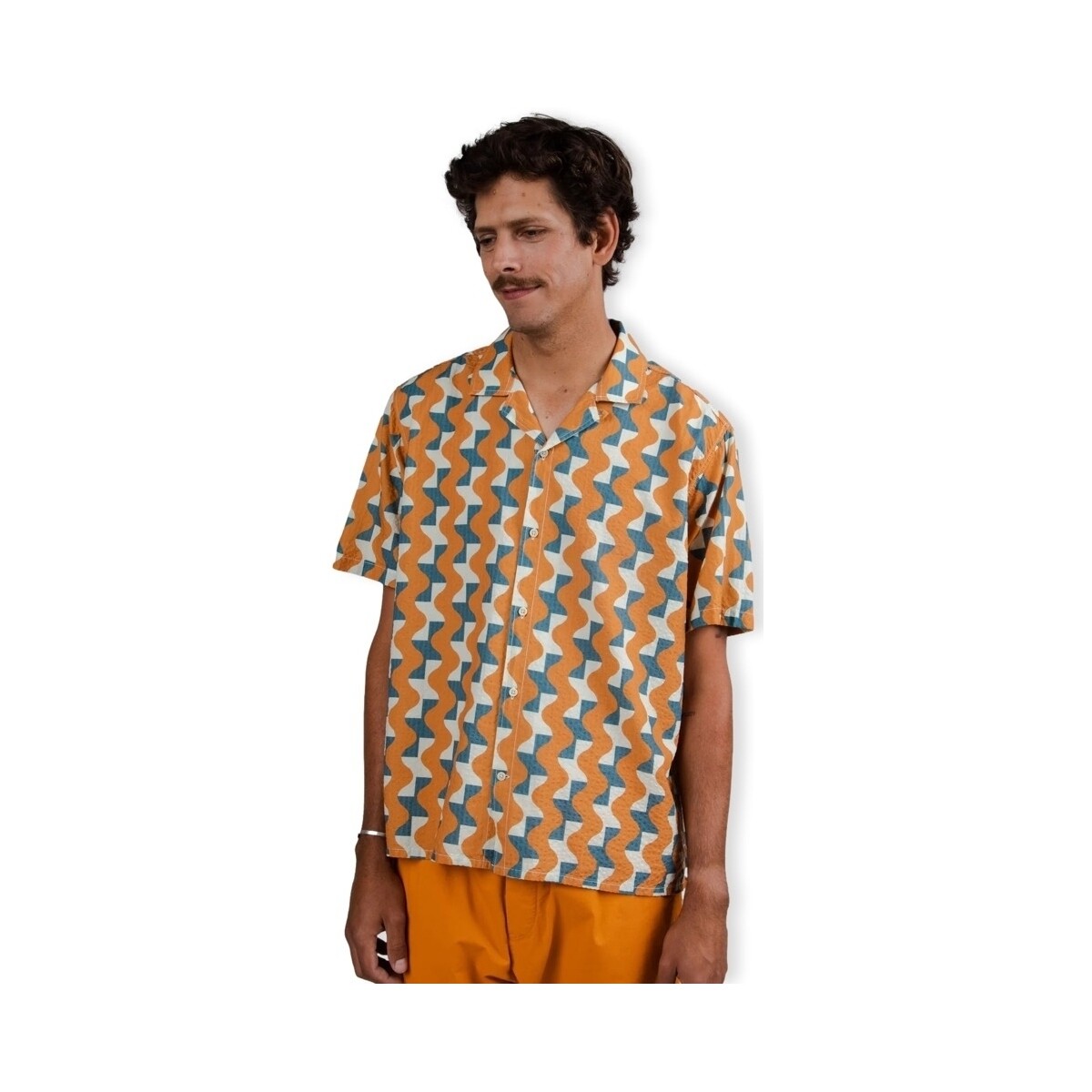 Πουκάμισο με μακριά μανίκια Brava Fabrics Big Tiles Aloha Shirt - Ochre