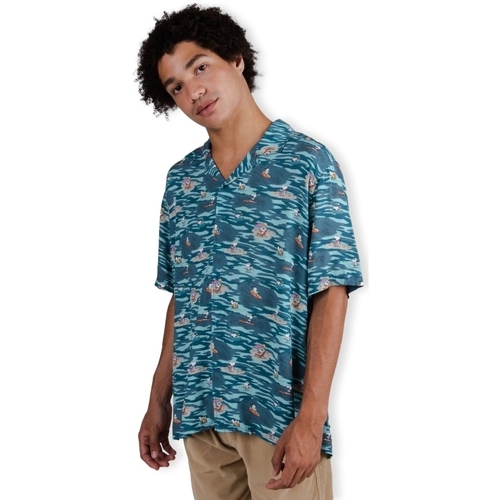 Υφασμάτινα Άνδρας Πουκάμισα με μακριά μανίκια Brava Fabrics Peanuts Coast Aloha Shirt - Blue Μπλέ