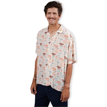 Υφασμάτινα Άνδρας Πουκάμισα με μακριά μανίκια Brava Fabrics Buffet Aloha Shirt - Sand Άσπρο