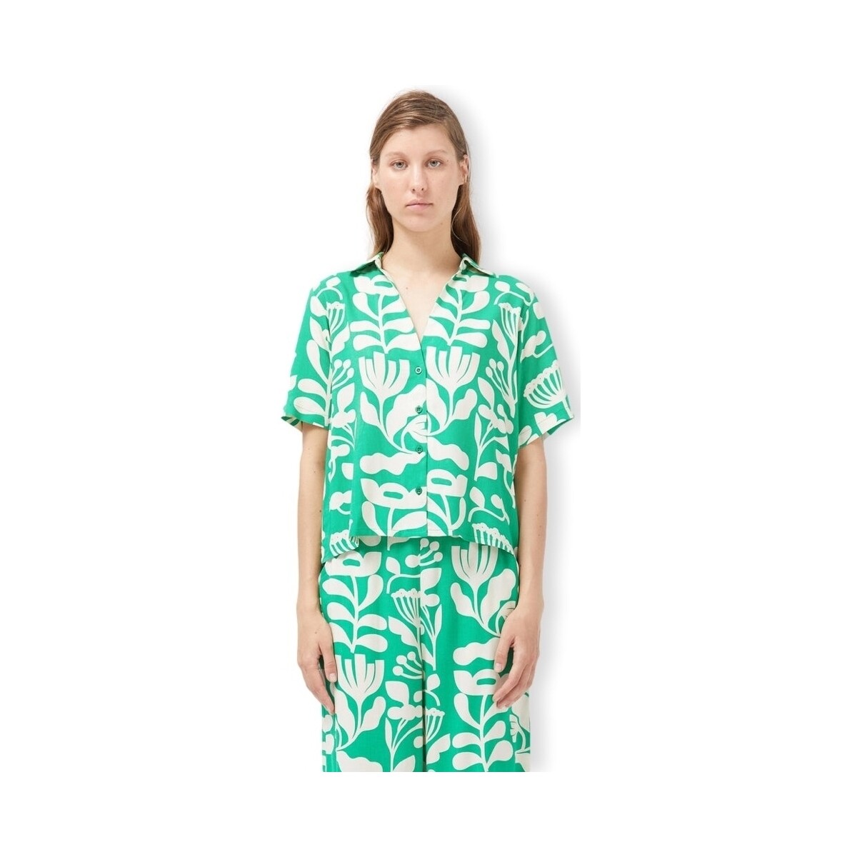 Υφασμάτινα Γυναίκα Μπλούζες Compania Fantastica COMPAÑIA FANTÁSTICA Shirt 43008 - Flowers Green