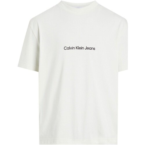 Υφασμάτινα Άνδρας Πόλο με μακριά μανίκια  Calvin Klein Jeans J30J325492 Άσπρο
