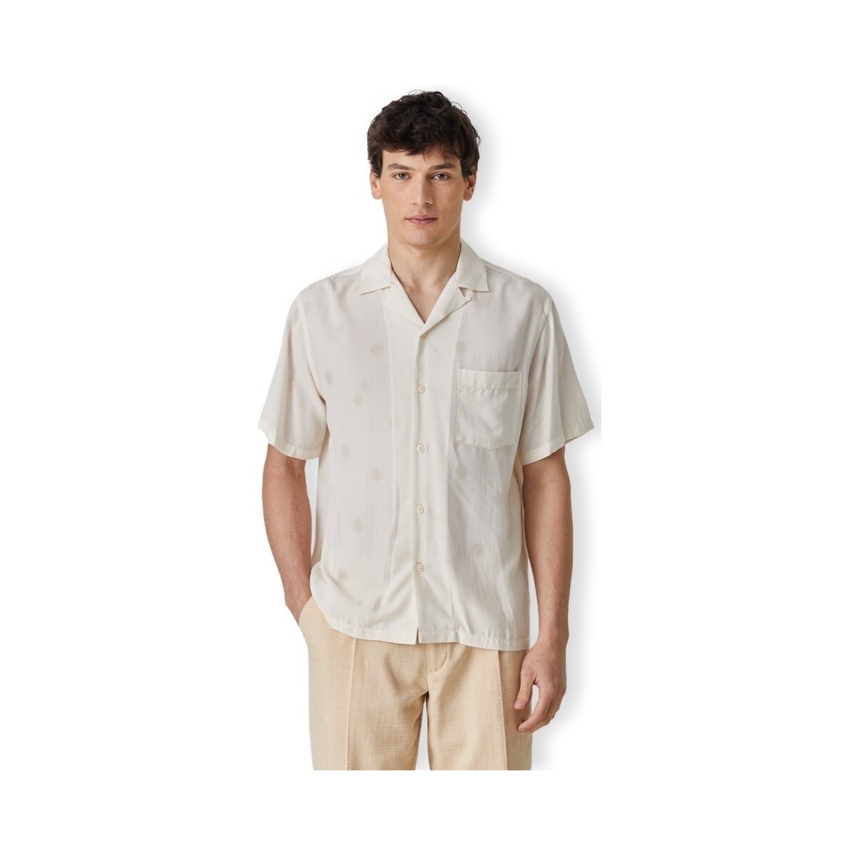 Πουκάμισο με μακριά μανίκια Portuguese Flannel Modal Dots Shirt - White