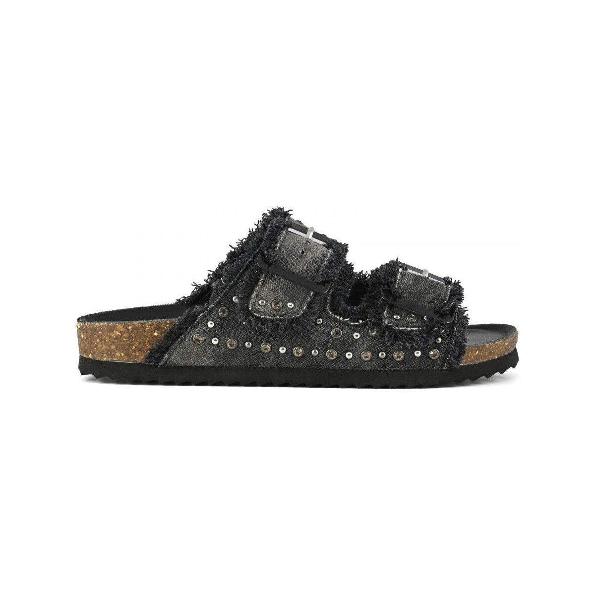 Παπούτσια Γυναίκα Σανδάλια / Πέδιλα Colors of California Two buckle denim sandal Black