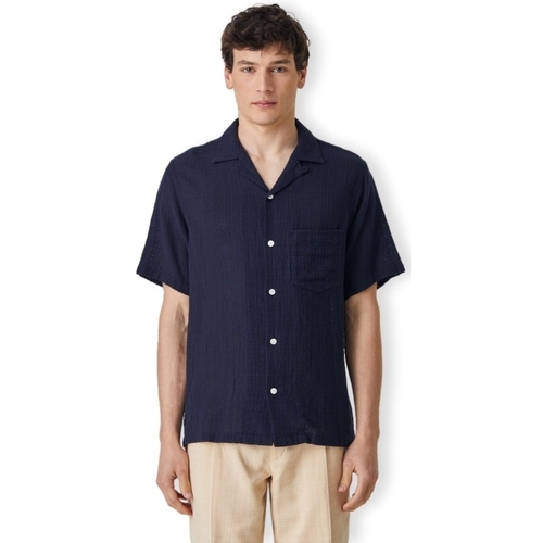Υφασμάτινα Άνδρας Πουκάμισα με μακριά μανίκια Portuguese Flannel Grain Shirt - Navy Μπλέ