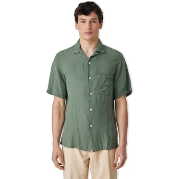Υφασμάτινα Άνδρας Πουκάμισα με μακριά μανίκια Portuguese Flannel Linen Camp Collar Shirt - Dry Green Green