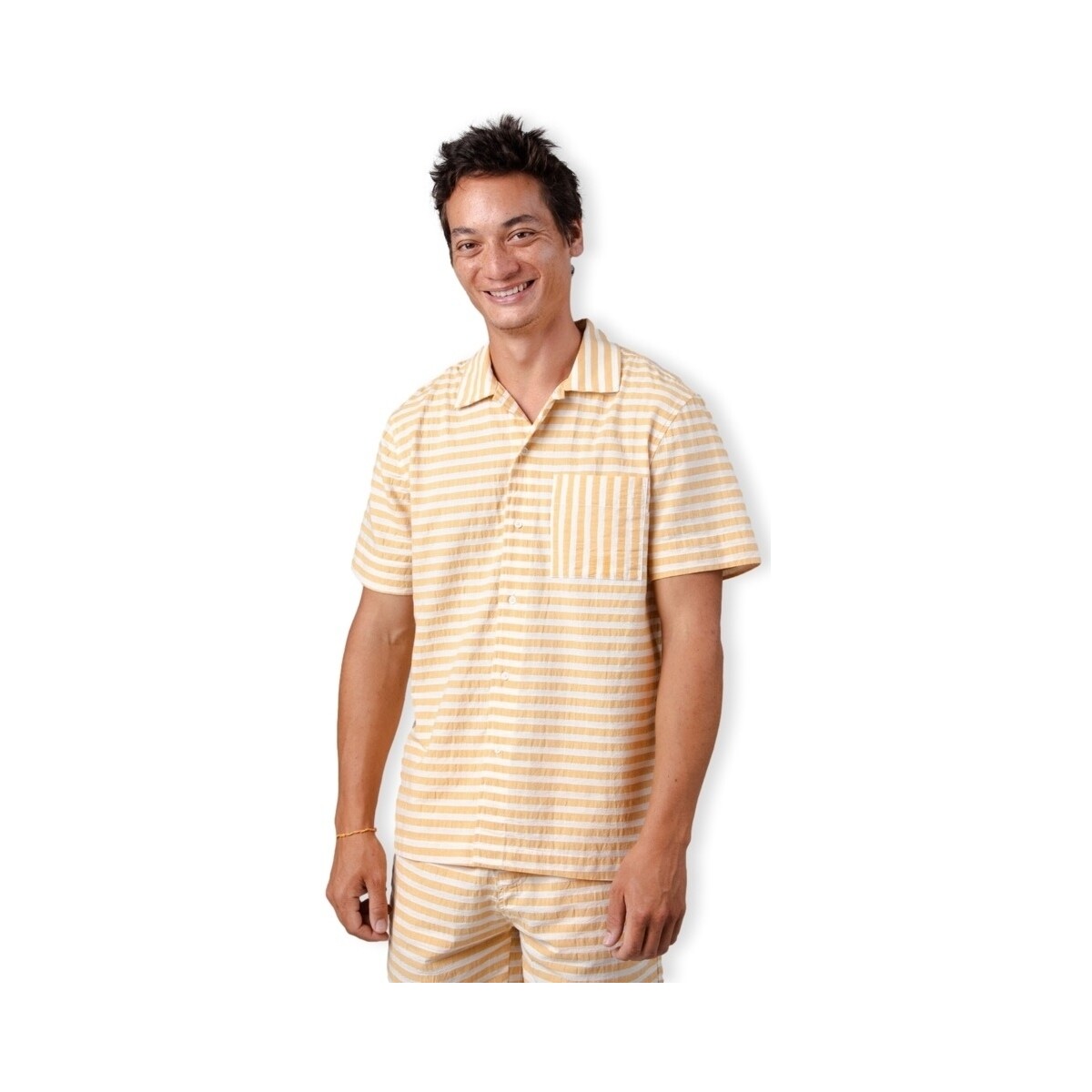Πουκάμισο με μακριά μανίκια Brava Fabrics Stripes Overshirt - Sand