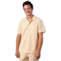 Υφασμάτινα Άνδρας Πουκάμισα με μακριά μανίκια Brava Fabrics Stripes Overshirt - Sand Yellow