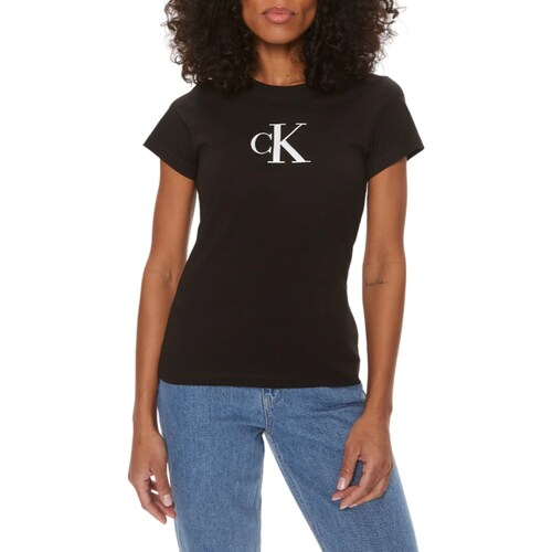 Υφασμάτινα Γυναίκα T-shirt με κοντά μανίκια Calvin Klein Jeans J20J222343 Black