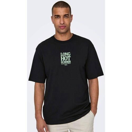 Υφασμάτινα Άνδρας T-shirt με κοντά μανίκια Only & Sons  22028736 KENNY Black