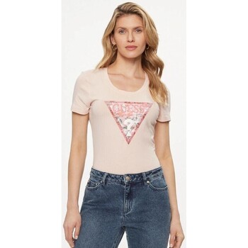 Υφασμάτινα Γυναίκα T-shirts & Μπλούζες Guess W4GI21 J1314 Ροζ