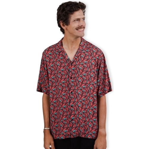 Υφασμάτινα Άνδρας Πουκάμισα με μακριά μανίκια Brava Fabrics Lobster Aloha Shirt - Red Μπλέ