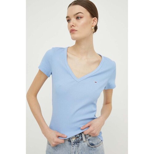 Υφασμάτινα Γυναίκα T-shirts & Μπλούζες Tommy Jeans DW0DW17385 Μπλέ