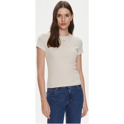 Υφασμάτινα Γυναίκα T-shirts & Μπλούζες Tommy Jeans DW0DW17383 Beige