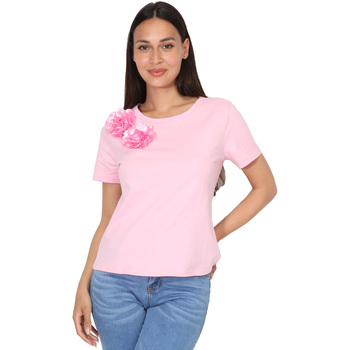 Υφασμάτινα Γυναίκα T-shirt με κοντά μανίκια La Modeuse 71666_P168466 Ροζ
