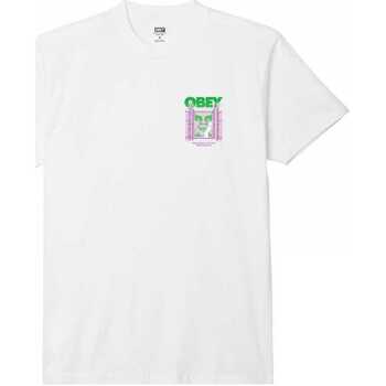 Υφασμάτινα Άνδρας T-shirts & Μπλούζες Obey chain link fence icon Άσπρο