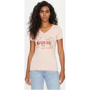 Υφασμάτινα Γυναίκα T-shirts & Μπλούζες Guess W4GI23 J1314 Ροζ