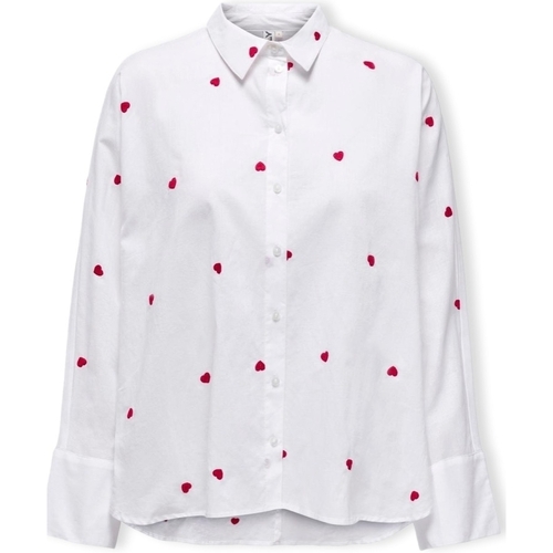 Υφασμάτινα Γυναίκα Μπλούζες Only New Lina Grace Shirt L/S - Bright White/Heart Άσπρο