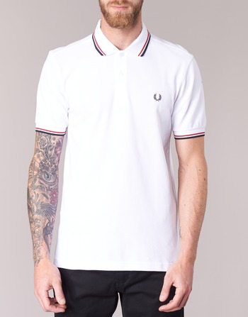 Fred Perry SLIM FIT TWIN TIPPED Άσπρο / Red