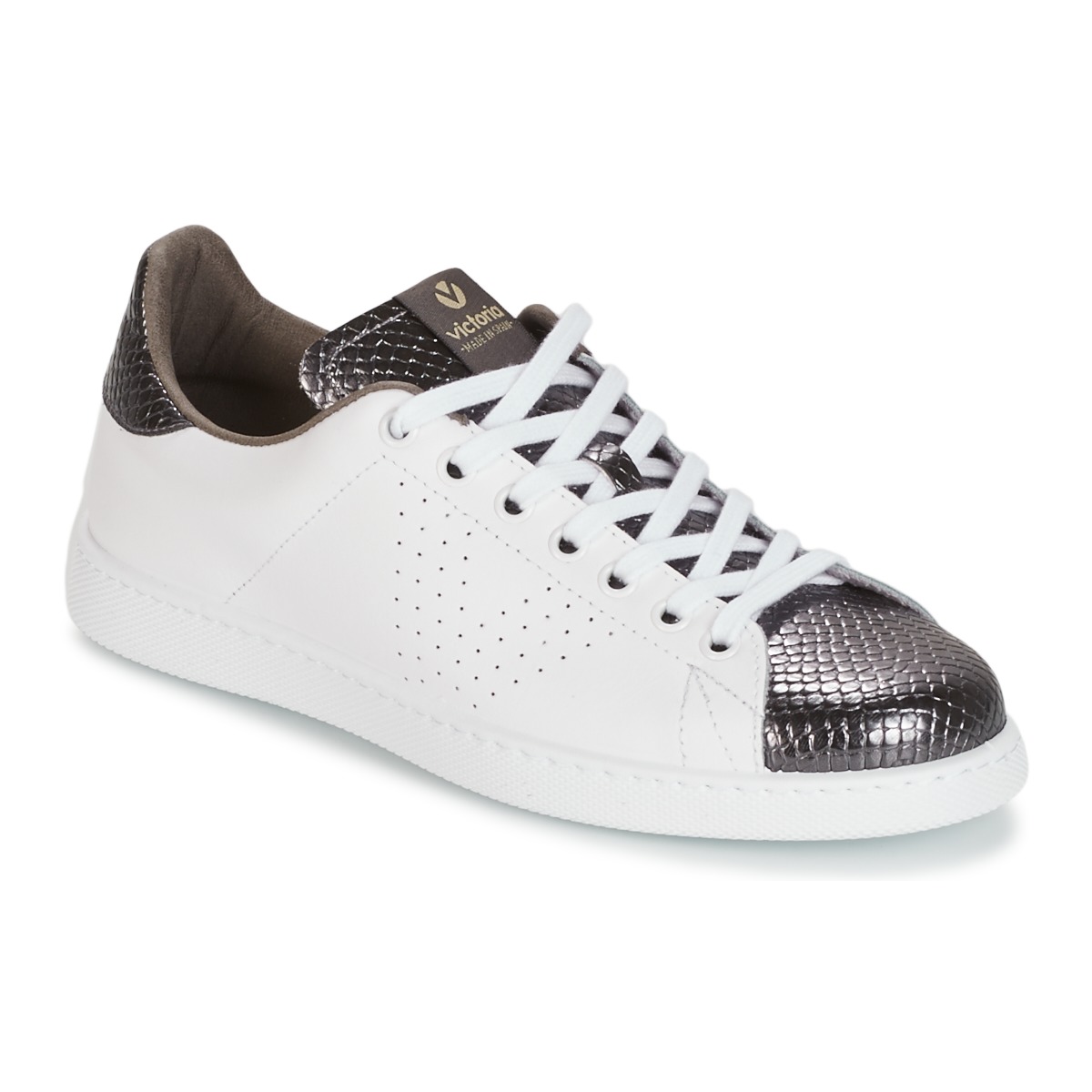 Παπούτσια Γυναίκα Χαμηλά Sneakers Victoria DEPORTIVO PIEL/GRABADO Άσπρο / Grey