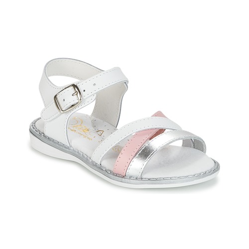 Παπούτσια Κορίτσι Σανδάλια / Πέδιλα Citrouille et Compagnie IZOEGL Άσπρο / Argenté / Ροζ